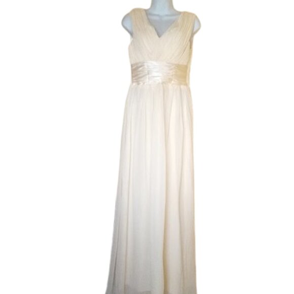 Ivory White Prom Sleeveess Maxi Gown Fits XS - Picture 1 of 6